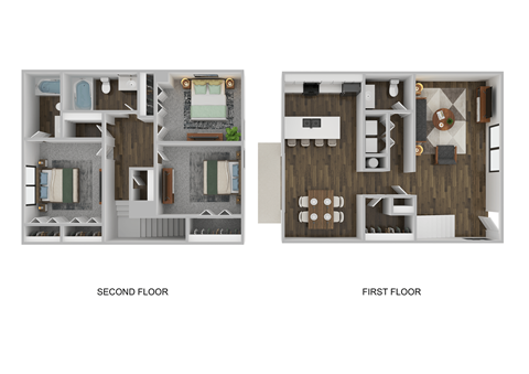 Floor plan for 3 beds, 2.5 baths, 1600 sqft